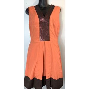 Avirate Orange Sequin Sleeveless V-Neck Dress - Size 14